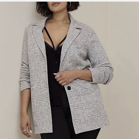 NWT Torrid plus size long line grey white blazer size 3 - Picture 3 of 8